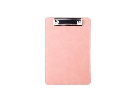 Portapapeles de cuero PU por sublimación con clip de metal (rosa, tamaño A5)